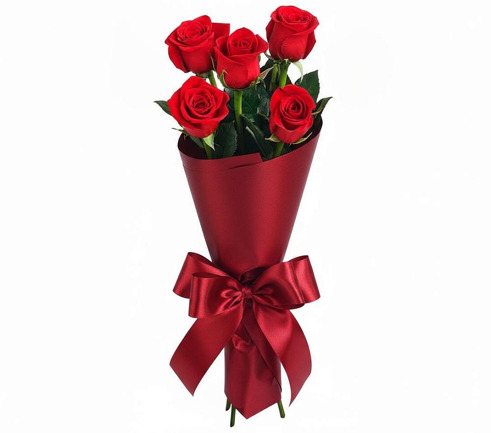 Букет 5 Красных роз Эдлесс Лав в Коряжме