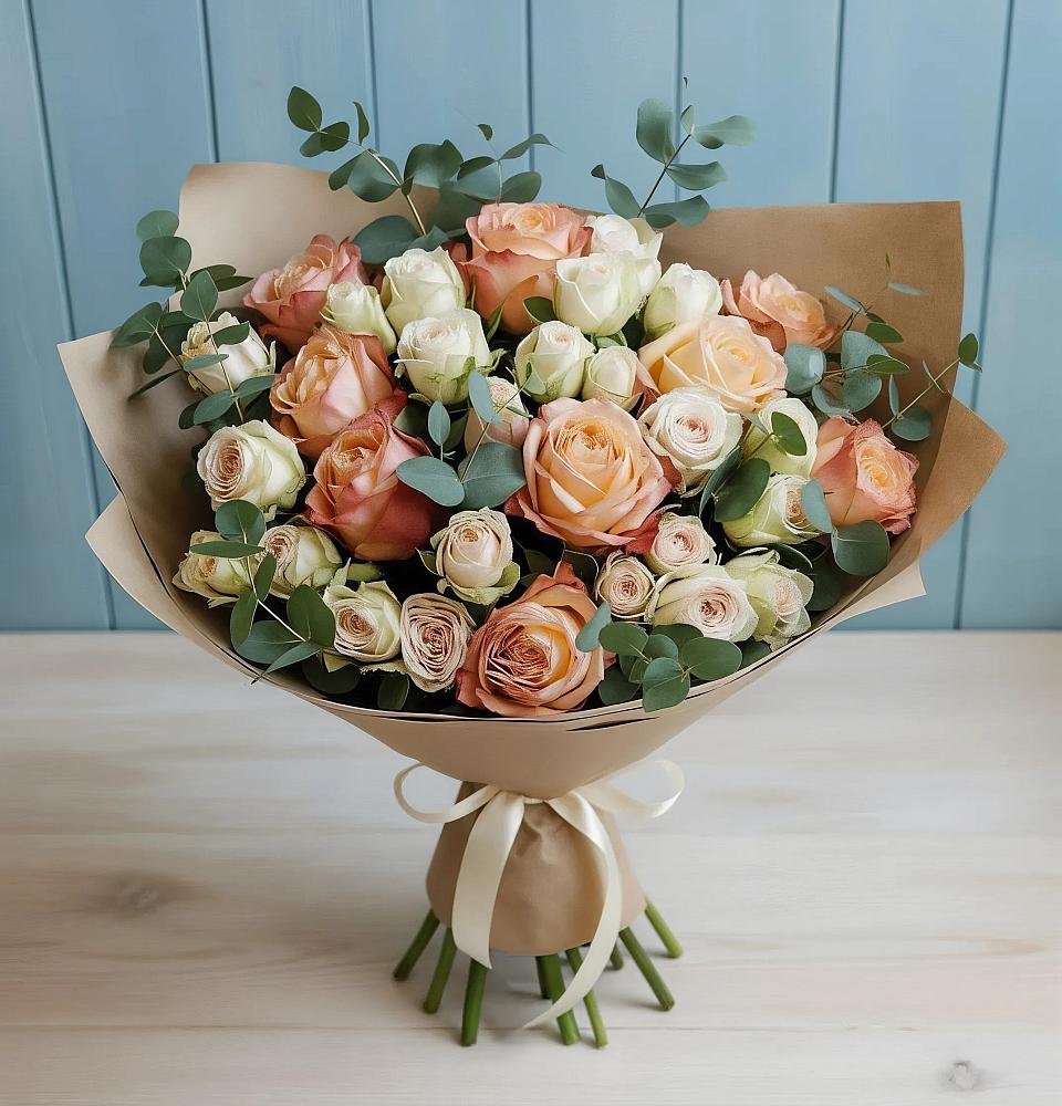 Букет цветов из: Альстромерии и Розы в Коряжме