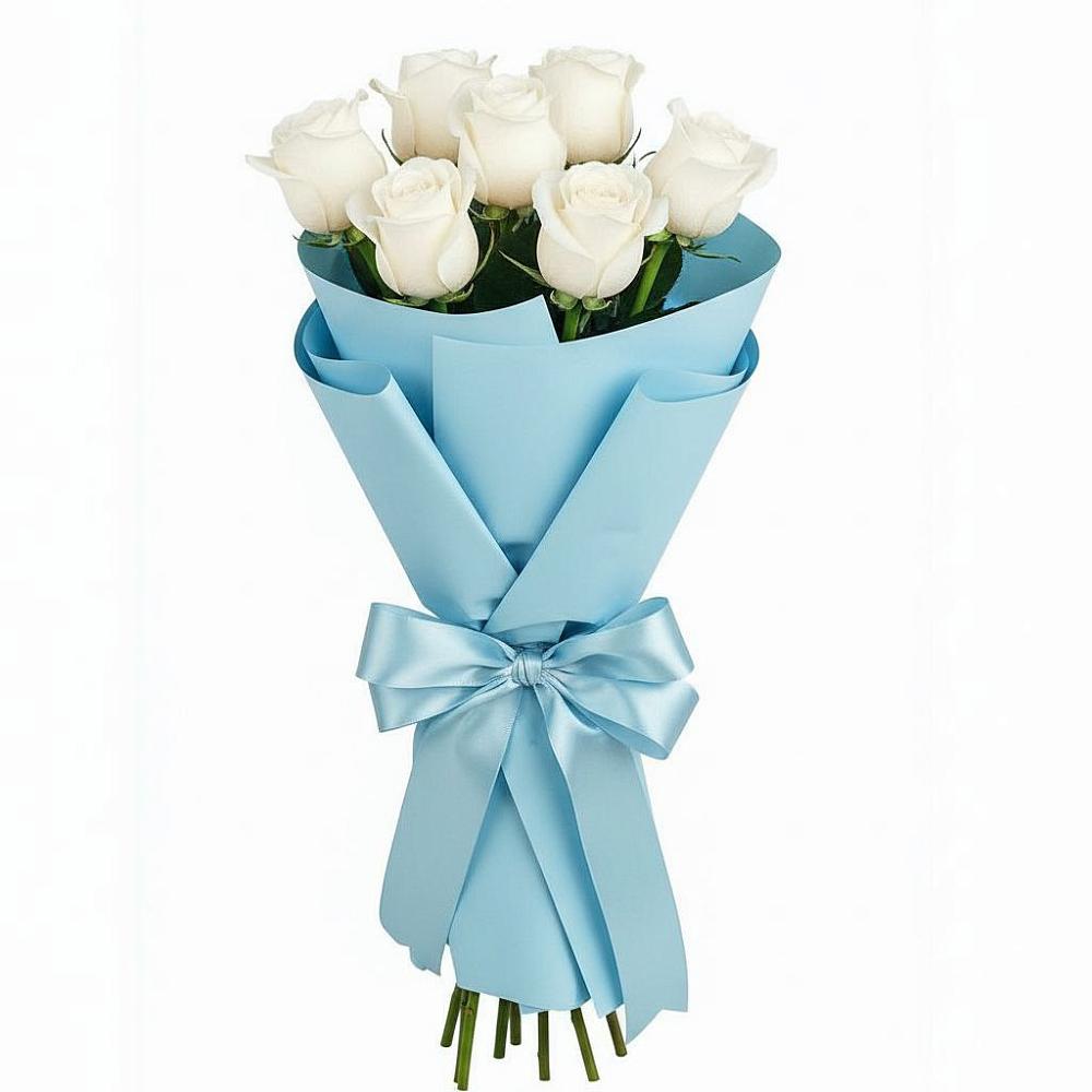 Букет 7 белых роз Проуд в Коряжме