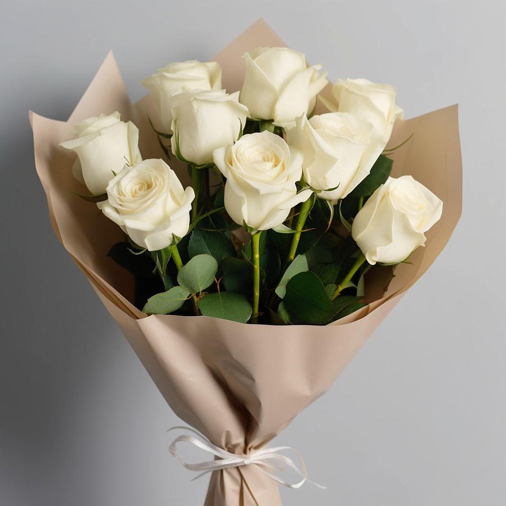 Букет 9 Белых роз Эдлесс Лав в Коряжме