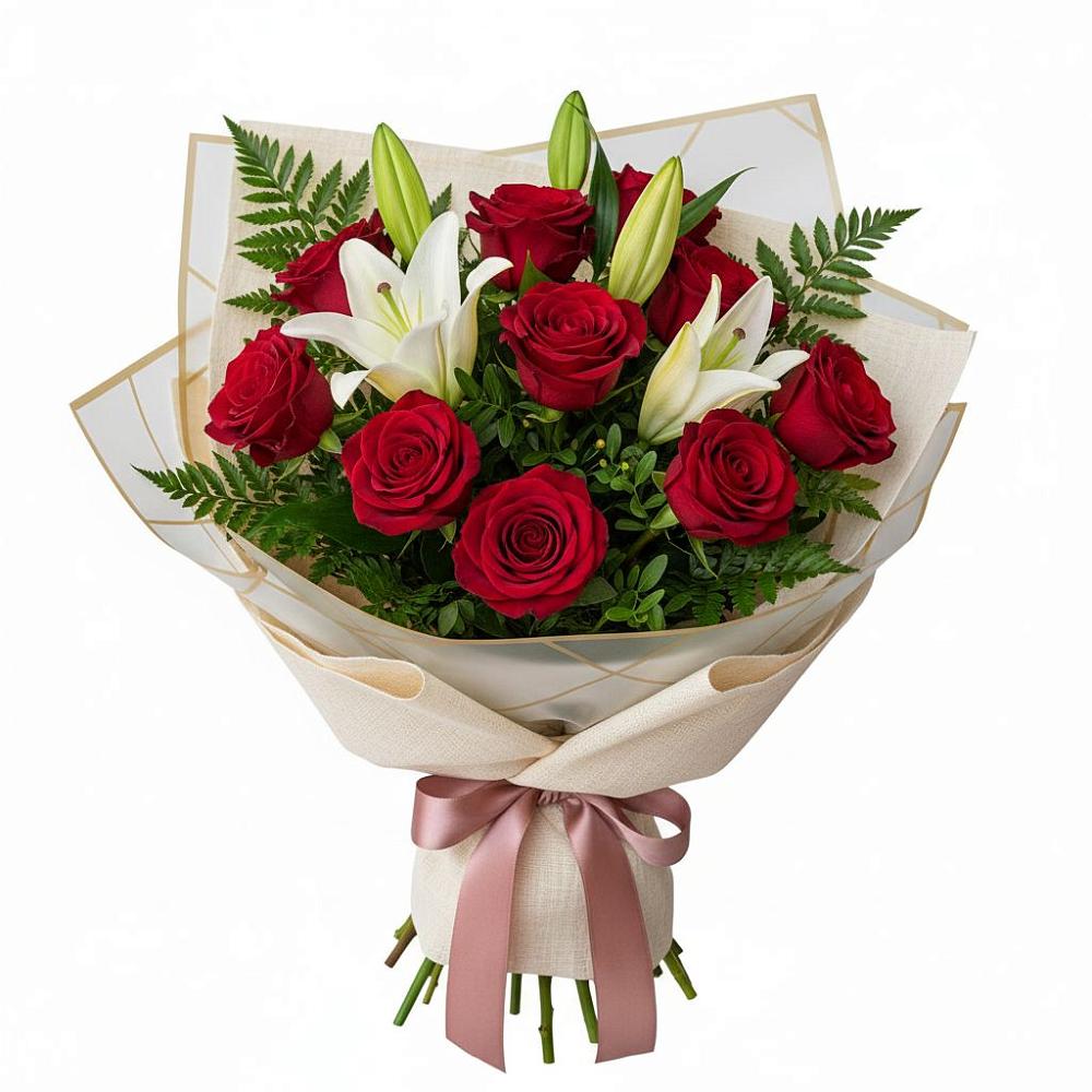 Букет цветов из: Лилии и Розы в Коряжме