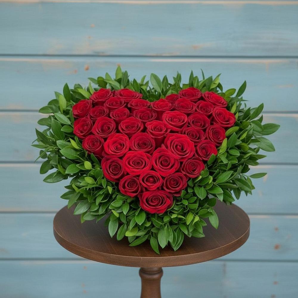 Цветочная композиция из Розы в виде сердца в Коряжме