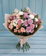 Букет цветов из:  Хризантемы, Розы и Альстромерии в Коряжме